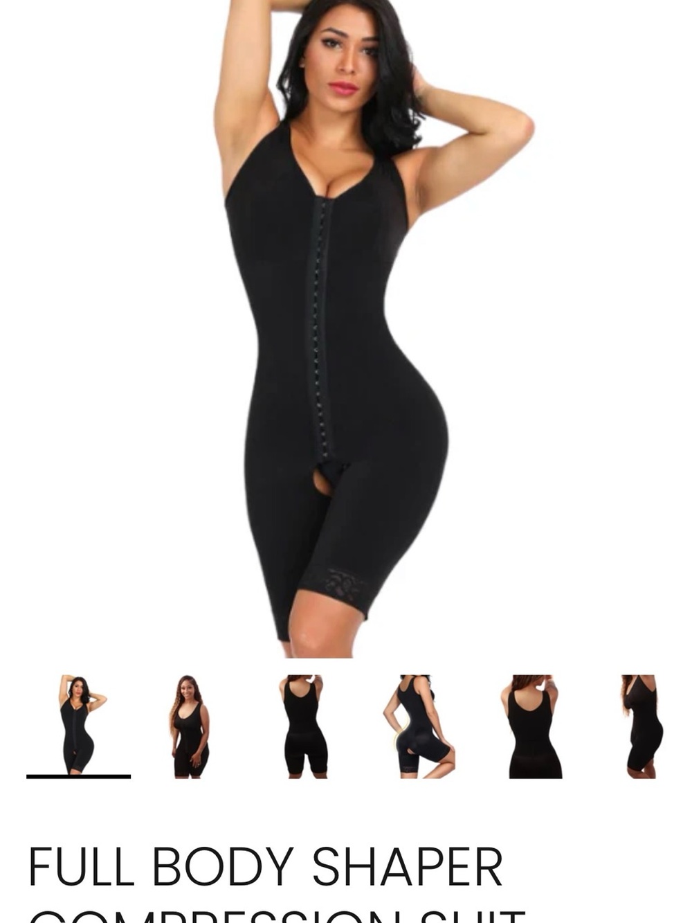 Women's Black Full-Body Compression Shapewear Bodysuit